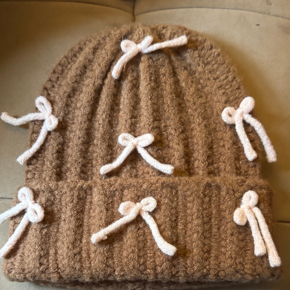 Sold!!Urban Outfitters Tan Fuzzy Beanie - Picture 3 of 3